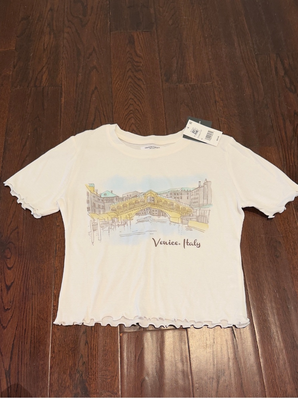 Cream Venice Italy Ponte Rialto, Rialto Bridge Graphic Crop Baby Tee